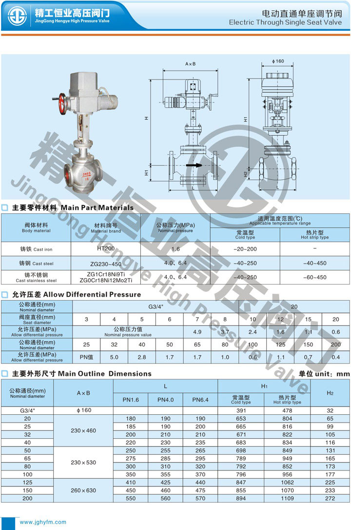 电动直通单座调节阀 电动直通单座调节阀