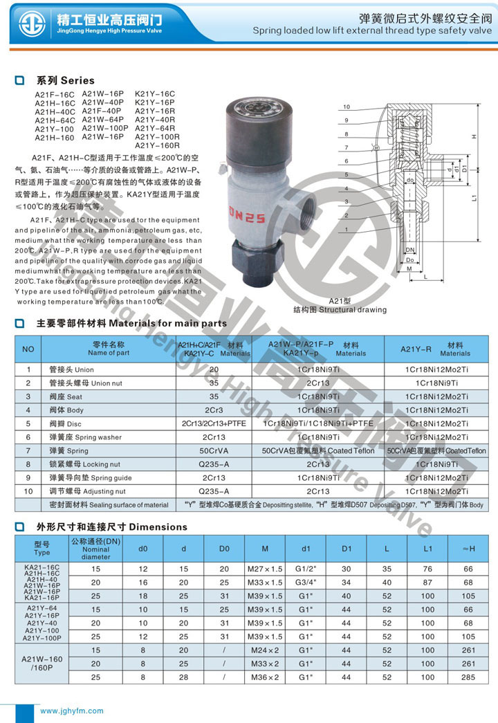弹簧微启式外螺纹安全阀 弹簧微启式外螺纹安全阀